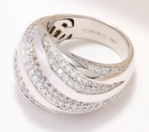 Diamonique Italia Sterling Silver Cubic Zirconia Polished Swirl Ring, Size 6